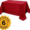 6-Pack Red Tablecloths for Rectangle Tables, 90 x 156 Inches, Stain-Resistant Polyester Fabric for 8 Foot Tables - Washable Table Covers for Weddings, Banquets, Birthday Parties, Events