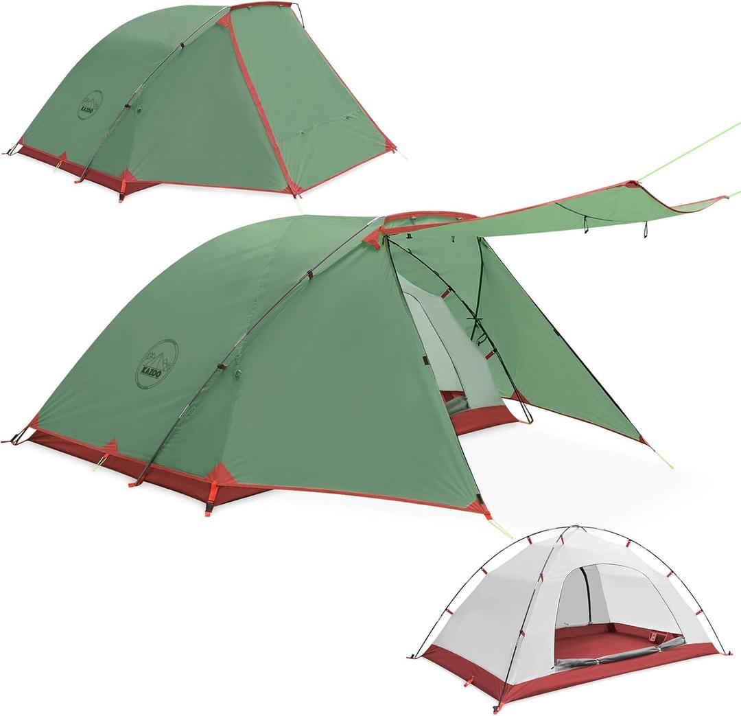 KAZOO 2／4 Person Camping Tent Outdoor Waterproof Family Large Tents 2/4 People Easy Setup Tent with Porch Double Layer | Outdoor