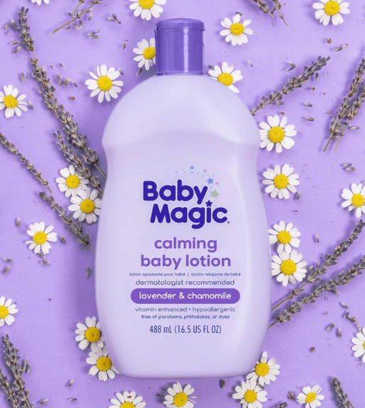 Baby Magic Calming Lotion, Lavender & Chamomile, Helps Comfort & Relax Before Bedtime, Vitamin Enhanced, Dermatologist Recommended, Hypoallergenic, Free of Parabens, 16.5 Fl Oz (5 Pack)