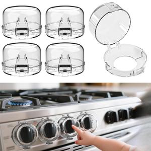 Child Safety Stove Knob Covers Fits knobs Under 1.56 inches in Diameter and 2.1 inches in Height Waterproof, Oil-Resistant, and Heat-Resistant (5-Pack) (5 PCS White)