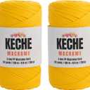 Macrame Cord | Macrame Supplies 3mm Polyester Macrame Rope Yarn for Table Runner Wall Dcor Plant Hanging 131 Yards Pack of 2 - Yellow (2 SKEINS, 057 - Yellow)