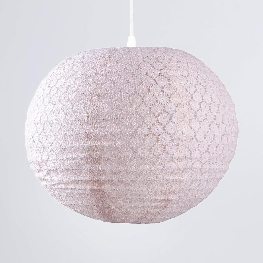 Tadpoles LSHL004 Round Chandelier Shade, Lace Pink, 14" Diameter, Tadpoles LSHL004 Round Chandelier Shade, Lace Pink, 14" Diameter,