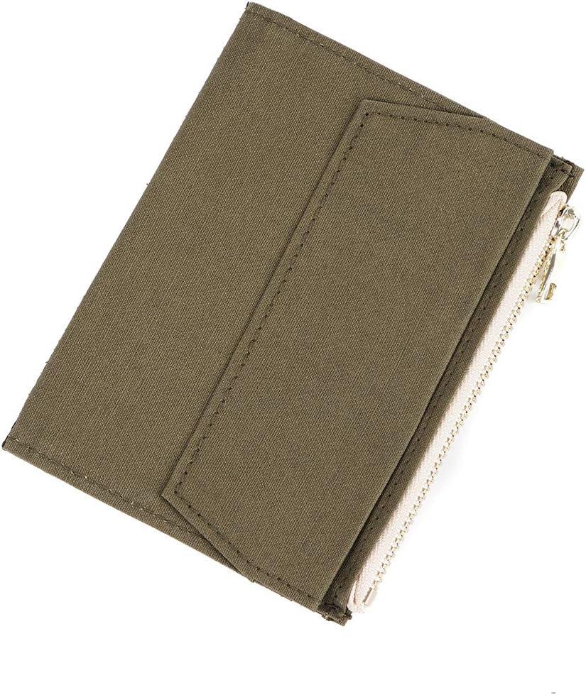 Moterm Canvas Zipper Pocket for Travelers Notebook, 1 Insert Pouch Refill for TN Accessories Paper Card Holder Storage Bag (Passport Size,Olive green)