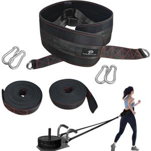 Sled Pulling Belt for Pulling Backwards: Adjustable Sled Belts for Resistance Training Strength Training & Agility Training with 2 Sled Pulling Straps & 4 Hooks