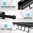 2 Pack Valet Rod for Closet Retractable with 4 Hooks, 13.4"-23.2" Pull Out Clothes Rail, Heavy Duty Alloy Steel Side Mount Wardrobe Bar, Adjustable Organizer for Laundry, Bathroom, Entrance (Black)