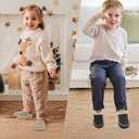 LeIsfIt Toddler Slippers Boys Girls Moccasin Slippers Kids Warm Slip-On House Shoes with Non-Slip Sole for Indoor & Outdoor (7-7.5 Toddler, Brown)