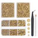 qiipii 3 Boxes 5070PCS Champagne Golden Resin Crystal Rhinestones 2mm 3mm 4mm 5mm 6mm Flatback Stones Gems Crystals Diamonds for Nails Face Eyes Makeup Body Tumblers Bottles DIY Crafts Clothes Shoes