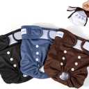 Pet Soft Washable Female Diapers (3 Pack) Female Dog Diapers, Comfort Reusable Doggy Diapers for Girl Dog in Period Heat (Deep Set, S)