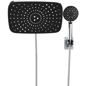 Veken 11.8'' Rain Shower Head with Handheld, High Pressure Rainfall Showerhead Combo with 5 Handheld Water Spray Modes for Bathroom Accessories, Home Decor, Detachable Dual Shower Heads, Chrome Silver