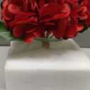 Hollyone Hydrangea Artificial Flowers in Vase Red Silk Fall Fake Flowers Arrangements with Glass Vase with Faux Water Faux Floral Bulk Bouquet for Office Table Centerpiece Shelf Home Decorations