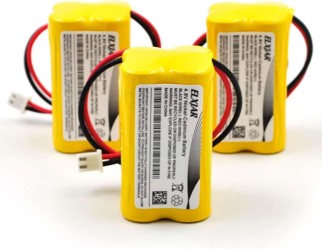 (3-Pack) 4.8V 800mAh Ni-CD Battery Replacement for Emergi-Lite BL93NC487, Exit Light Co BAA-48R, Interstate NIC0186, Dantona Custom-43, OSI OSA-126, Lithonia ELB-CS06 Emergency Exit Lights
