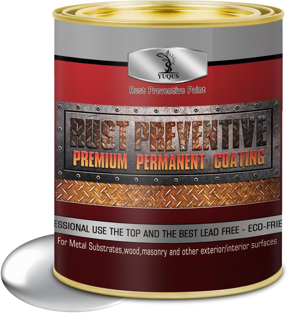 Water-Based Metal Anti-Rust Paint, High Gloss Silvery 16 fl oz, Metal Primer and Protective Coating, Rust-Proof Coating, Permanent Protection Against Rust and Corrosion