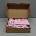 Weewooday 100 Pcs Frosted Plastic Gift Bags with Handles for Small Business Clear Shopping Bags with Cardboard Bottom,4 Sizes (Light Pink)