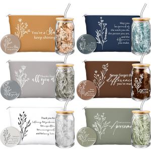 Skylety 18 Pcs Volunteer Appreciation Gifts Bulk Thank You Gifts for Staff Coworkers Team Employee Teacher Office Work Administrative Professionals Day Presents 16 oz Tumbler Makeup Bag Mirror