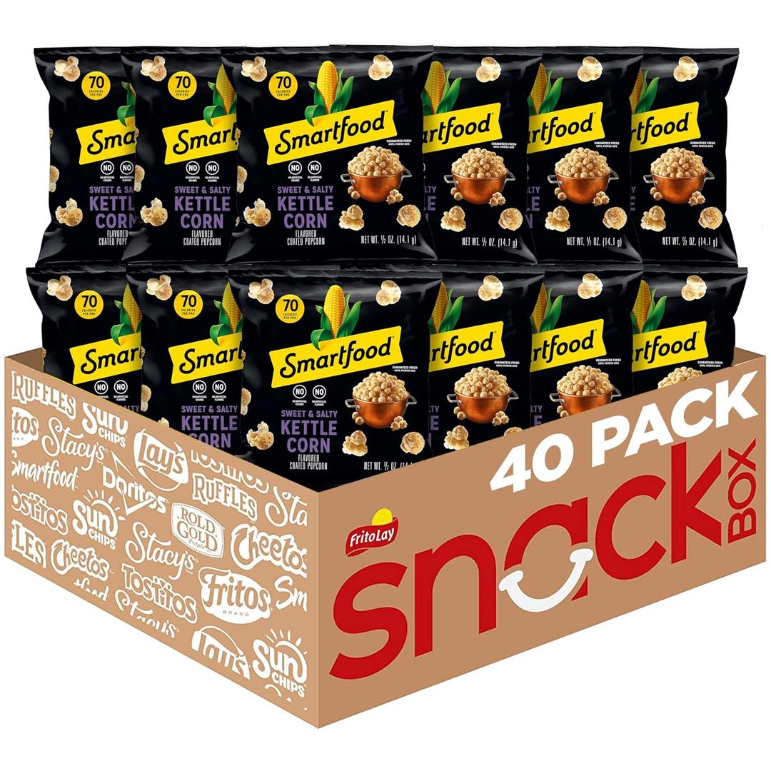 Smartfood Popcorn, Sweet & Salty Kettle Corn, 0.5 Ounce (Pack of 40) (EXP 02/10/26)