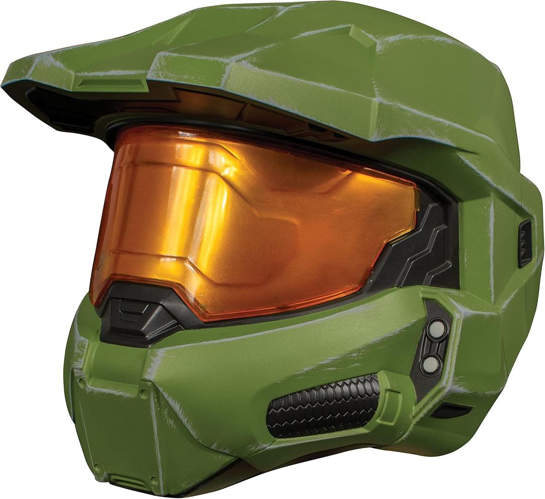 Halo Master Chief Helmet for Kids, Official Halo Infinite Costume Accessory, Single Child Size Full Helmet with Visor, Green & Gold