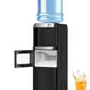 Water Dispenser with Ice Maker Function, Top Loading Hot and Cold Water Cooler for 5 Gallon Bottle - Includes Child Safety Lock - Water Machine for Home, Office, Garage - Black
