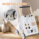 Wooden Baby Walker, Baby Push Walker with Wheel, Push and Pull Toys Learning to Walk, Montessori Walker Toy for Kids Development, Adjustable Speed and Height (Gray)