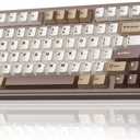 AULA F75 75% Wireless Mechanical Keyboard, Hot Swappable Creamy Keyboard, Pre-lubed Linear Switches, 2.4GHz/Type-C/BT5.0, RGB Backlit Gaming Keyboards (White & Brown)