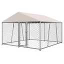 Lyromix 10 x 10FT Large Outdoor Dog Kennel with Roof, Dog Kennel Outside with Waterproof Cover, Galvanized Heavy Duty Chain Link Dog Runs Cage Playpen for Outside with Secure Lock