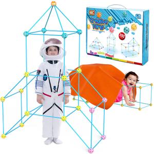 202 Piece Fort Building Kit - Indoor Play Engineering Set with Connecting Sticks & Balls - Creative STEM Building Toys for Kids Play Spaces, Tents & Hideouts