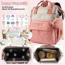 MosaiRudo Diaper Bag Backpack Baby Bag,Waterproof, Travel Diaper Bags with Pacifier Case for Baby Girl Boy Backpack for Women (Pink-Gray)