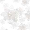 WILLBOND 36 Pieces White Christmas Poinsettia Flowers with Clips Glitter Christmas Tree Ornaments for Tree Artificial Poinsettia Flowers for Xmas Trees Wreath New Year Decoration