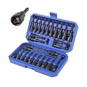 WORKPRO 27 PCS Magnetic Nut Driver Set, Impact Drill Driver Bit 1/4" Hex Shank, SAE & Metric Cr-V Steel Power Nut Drivers with Quick-release Extensions, Impact Socket Adapters, Bit Holder and Toolbox