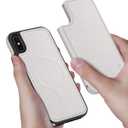 for iPhone Xs Max 6.5" Phone case[Compatible with magsafe][RFID Blocking Leather][Magnetic 2-in-1 Detachable][Back Flip Folio Wallet Cases] Shockproof Men Women Cover for Apple XS Max White