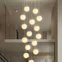 ykolupty Modern Globe Chandelier Foyer Chandelier for Entryway 15-Lights White Globe Pendant Light Large Chandeliers for High Ceiling Stairwell Living Room