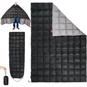 Down Camping Blanket - Lightweight, Packable, Warm & Puffy Outdoor Travel Quilt for Sleep, Hiking, Backpacking, Stadium, Festivals, Water-Resistant Sleeping Bag 55"x79"