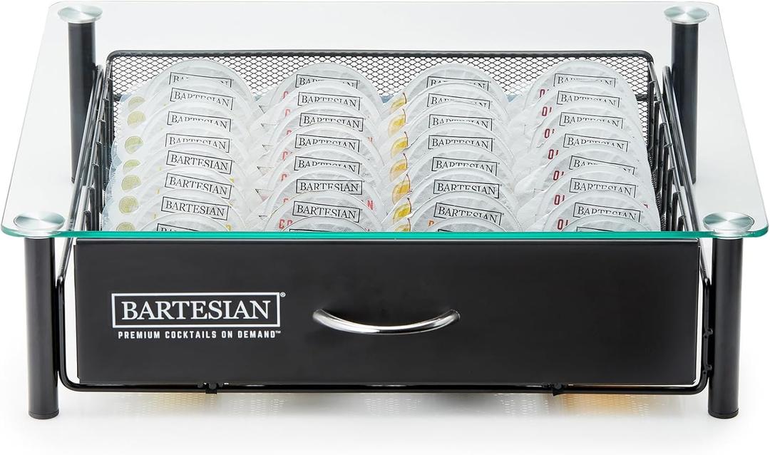 Bartesian Cocktail Capsule Storage Drawer Organizer - Stylish Mixology Cocktails Drink Mixer Holder Dispenser - Home Bar Accessories for Cocktail Maker Machine - Holds Up to 36 Bartesian Capsules