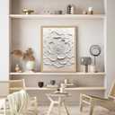 skysoon Abstract Floral Wall Art on White Canvas with Wooden Frame Acrylic Style Flower Painting Print, Modern Minimalist Picture Wall Decor 16x24 Inch