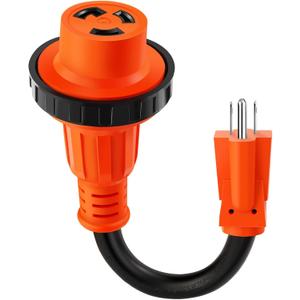 30 Amp to 110 Volt RV Adapter NEMA 5-15P to NEMA L5-30R 110 Volt RV Adapter Twist Lock Cord 10/3 Gauge RV Dogbone Adapter with Twist Lock 12 inches