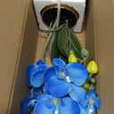 17 Artificial Orchid Flowers Potted,Realistic Faux Blue Flowers in Pots for Bathroom Kitchen Home Office Living Room Table Decor Indoor Outdoor