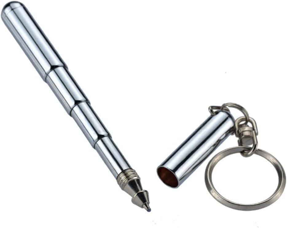 Silver Retractable Mini Pen Made of Stainless Steel Metal Tool Retractable Pocket Pen Keychain Dad Gadgets and Refills, Birthday, Students, Office Staff, Office and School Supplies