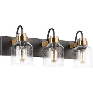 PRESDE Black Vintage Bathroom Vanity Light Fixtures Over Mirror Bath 3-Light Vanity Glass Globe Lighting