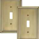 2-Pack Single Toggle Light Switch Cover Plate, Durable Solid Zinc Alloy Decorative Switch Plate Covers, Antique Brass 1 Gang Wall Plate, Corrosion Resistant