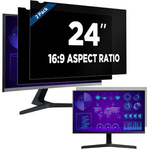 Magicmoon 2-Pack 24 Inch Computer Privacy Screen Filter, Anti-Spy/Glare Protector Film for Widescreen Monitor with 16:9 Aspect Ratio (Width x Height: 531mm x 298mm)