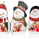 APUDWN 2025 Christmas Picture Frame, 4 x 6 Snowman Wooden Picture Frame, 3 Hinge Decorative Xmas Holiday Gift for Winter Home Table Tabletop Display Home Indoor Fireplace Party
