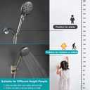 GwernKB Brushed Nickel Shower Heads Handheld with On Off Switch,8-Mode High Pressure Shower Wand with 79In Stainless Steel Hose&Bracket PLUS Low-Reach Adhesive Wall Mount Holder for Kids&Elderly