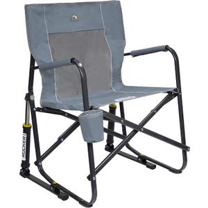 GCI Outdoor Freestyle Rocker Camping Chair | Portable Folding Rocking Chair with Solid, Durable Armrests, Drink Holder & Comfortable Backrest Grey