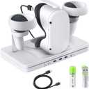 TNP Charging Dock for Oculus Quest 2 - VR Headset and Controller Charging Dock Station USB-C Cable Fast Charging and Data Transfer with RGB Light, 3X USB 2.0 Ports and 2X Rechargeable Batteries