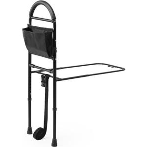 Medline Bed Assist Bar with Storage Pocket, Height Adjustable Bed Rail for Elderly Adults, Assistance for Getting In and Out of Bed at Home