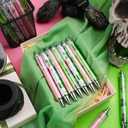 24 Pcs Witch Pens Bulk Princess and Witch Party Favors Pink and Green Gift Pens Set for Movie Musical Lover Friendship Matching Birthday Halloween Party Favors