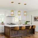Brushed Gold Pendant Lights Kitchen Island 3 Pack, Modern Kitchen Pendant Lighting Over Island with Clear Glass, Farmhouse Brass Mini Hanging Light for Kitchen Sink Dining Room, OS-3014-3PBGC