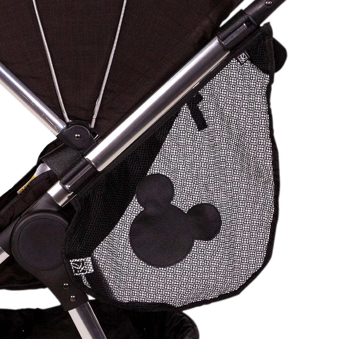 Disney Baby by J.L. Childress Side Sling Stroller Cargo Net - Stroller Organizer Attachment for Storage, Mesh Bag for Baby Accessories, Universal Fit - Mickey, Black (One Size)