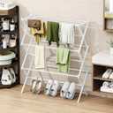 STARLATTA Foldable Drying Rack Clothing, 3-Tier Portable Clothes Drying Racks for Indoor & Outdoor, Anti-rust Compact Laundry Rack Collapsible, Compact Size, 15 lbs Max Load, White 28"D x 10"W x 35"H