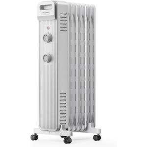 Pelonis Oil Filled Radiator Heater, 1500W Quiet Warmth Radiant Heater, 3 Heating Modes, Overheat & Tip-Over Protection, Adjustable Thermostat, Space Heaters for Indoor Use, White, 25.2 x 13.8 x 11 in