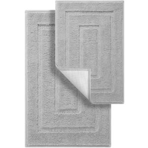 GRANNY SAYS Bathroom Rugs Sets 2 Piece,Soft Bath Mats for Bathroom, Bath Rugs Non Slip Washable, Absorbent Bath Rug for Tub, Shower and Toilet (Gray, 20" x 32" + 16" x 24") (Grey)